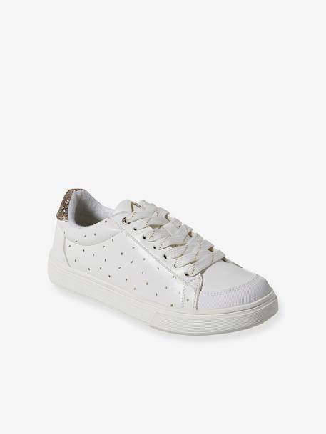 Zapatillas infantiles con detalles dorados blanco estampado 