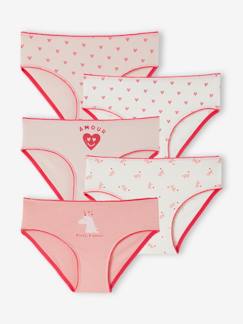 Niña-Ropa interior-Pack de 5 braguitas con corazones y unicornios de algodón orgánico para niña