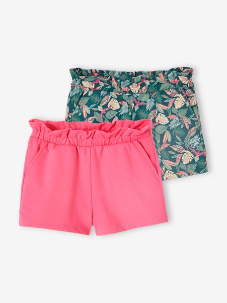 Pack de 2 shorts para niña albaricoque+malva+rosa chicle 