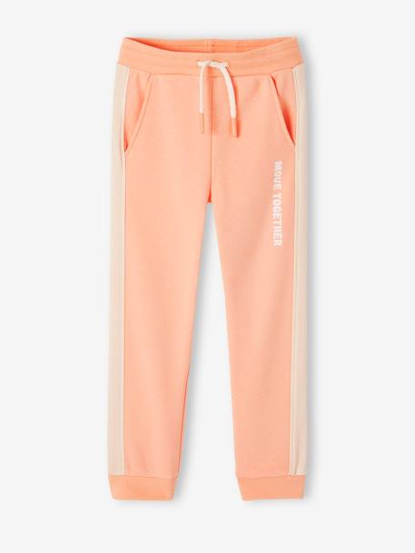 Pantalón de chándal con franjas laterales para niña coral 