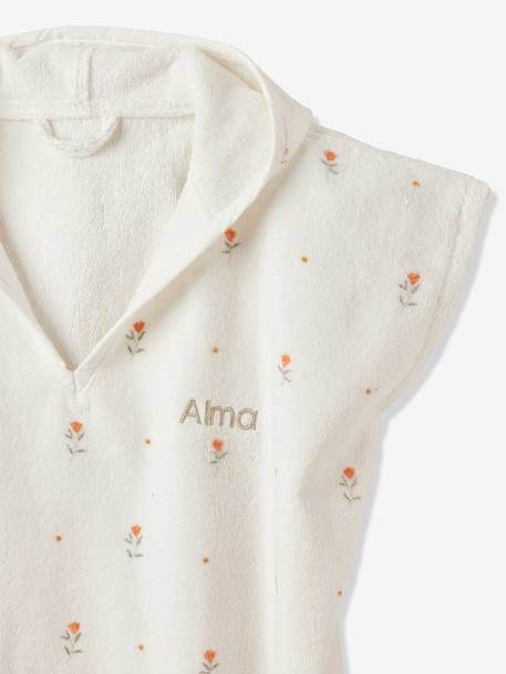 Poncho de baño bebé GIVERNY personalizable, con algodón reciclado blanco estampado 