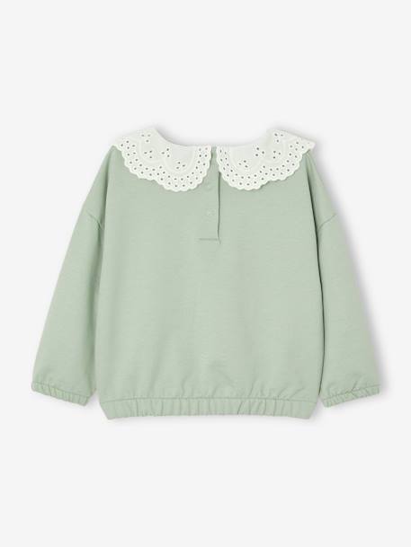 Sudadera con cuello bordado para bebé caramelo+verde sauce 