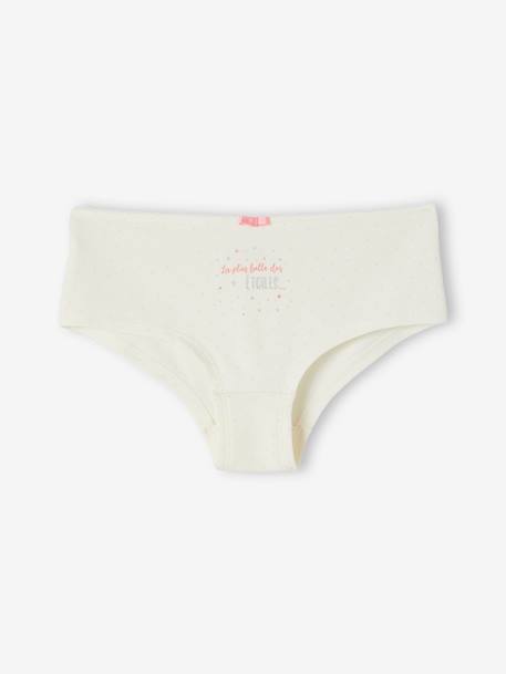 Pack de 4 shorties de algodón orgánico con bailarina para niña crudo 