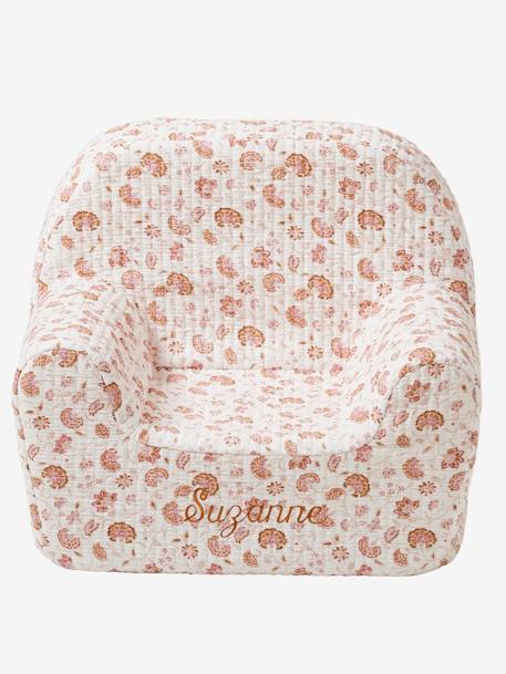 Sillón de espuma de gasa de algodón personalizable India Folk rosa estampado 