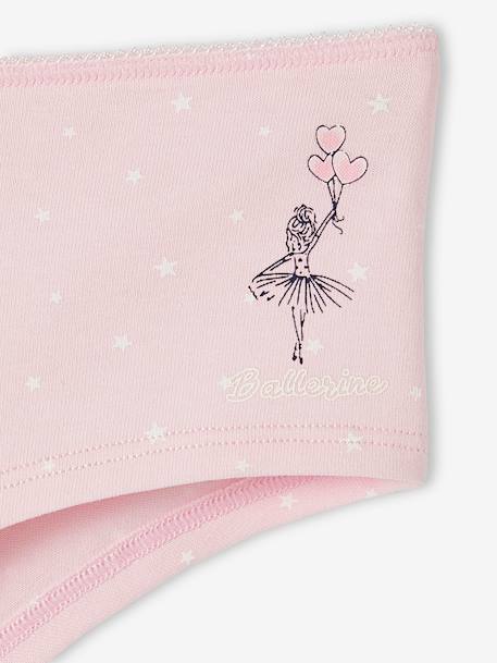 Pack de 4 shorties de algodón orgánico con bailarina para niña crudo 