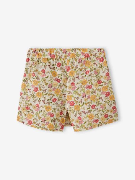 Falda-short estampada para niña naranja estampado+verde pino 