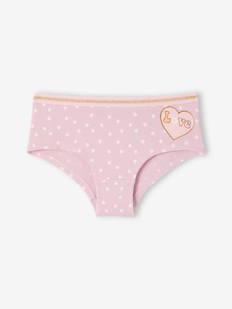 Pack de 7 shorties de algodón orgánico con flores para niña rosa 