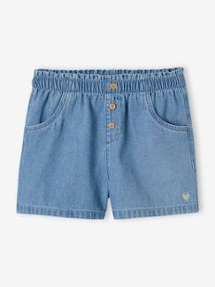 -Short de denim ligero fácil de vestir para niña