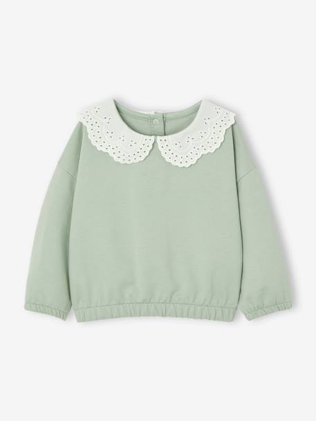 Sudadera con cuello bordado para bebé caramelo+verde sauce 