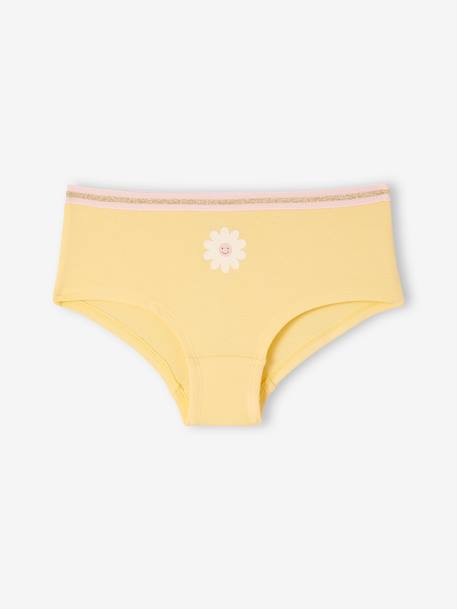 Pack de 7 shorties de algodón orgánico con flores para niña rosa 