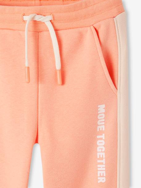 Pantalón de chándal con franjas laterales para niña coral 