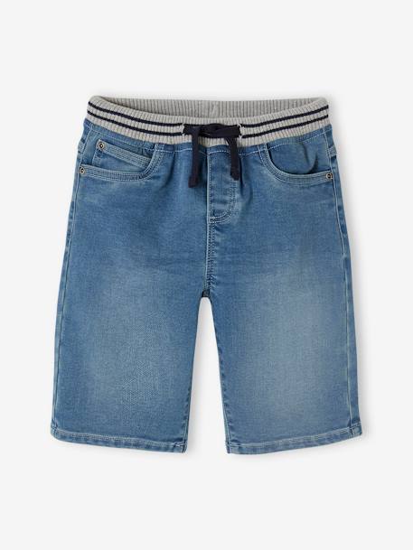 Bermudas fáciles de vestir para niño de felpa estilo denim denim gris+doble stone+stone 