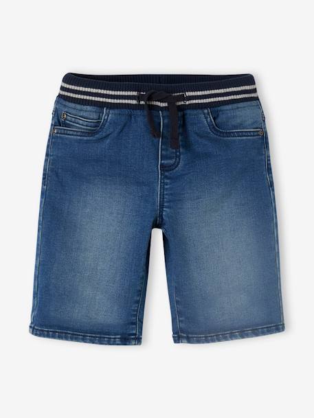 Bermudas fáciles de vestir para niño de felpa estilo denim denim gris+doble stone+stone 