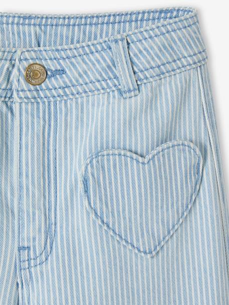 Pantalón pesquero ancho a rayas con bolsillos de corazón para niña rayas azul+stone 