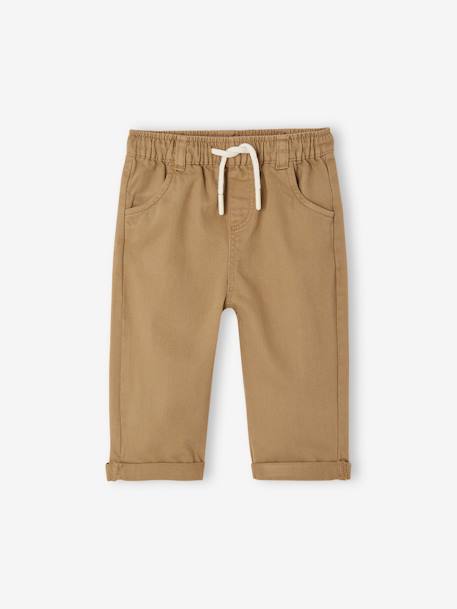 Pantalón recto con cintura elástica, para bebé beige 