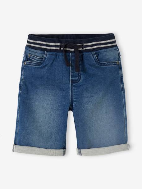 Bermudas fáciles de vestir para niño de felpa estilo denim denim gris+doble stone+stone 