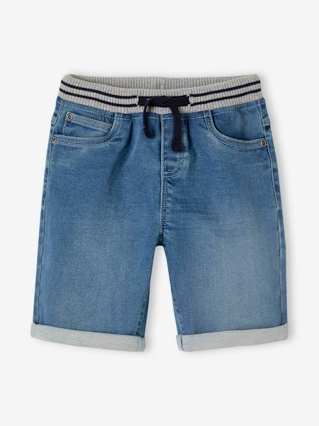 Bermudas fáciles de vestir para niño de felpa estilo denim denim gris+doble stone+stone 