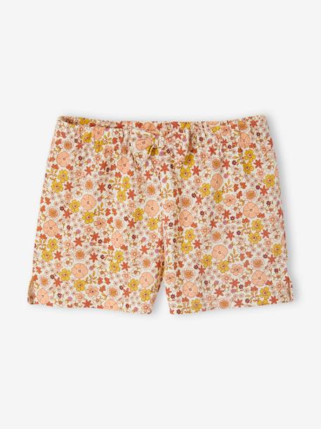 Pack de 2 pijamas con short y estampado frutas de punto de canalé para niña crudo 