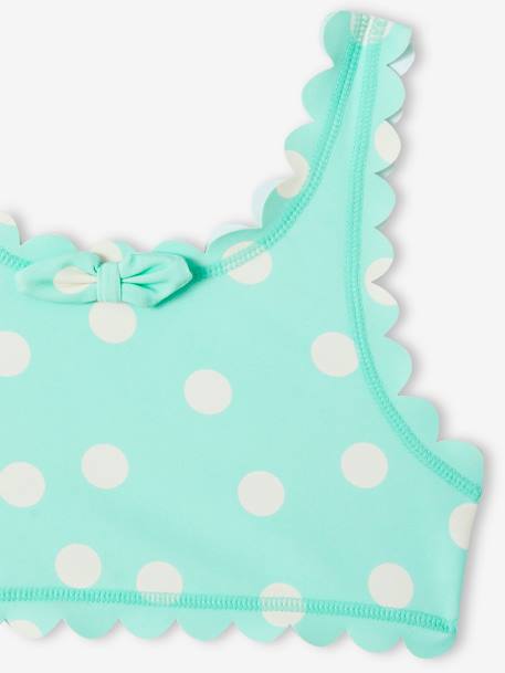 Bikini de lunares para niña verde agua 