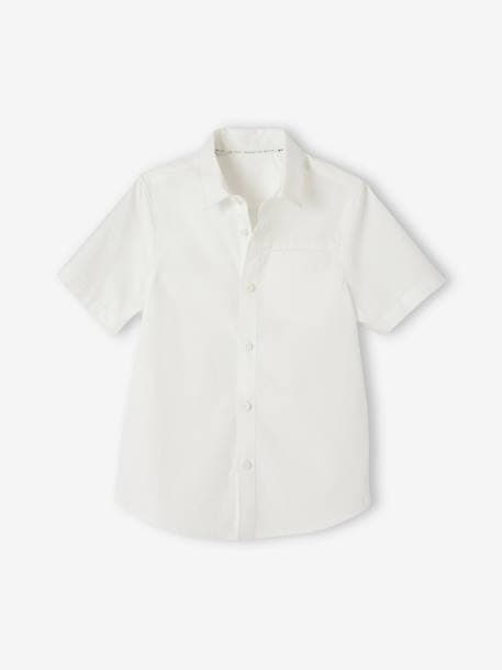 Camisa de fiesta de manga corta con pajarita extraíble para niño blanco 