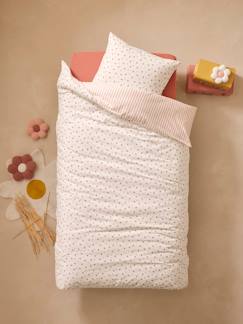 -Pack funda nórdica + funda de almohada básicos reversible FLORES RAYAS, con algodón reciclado
