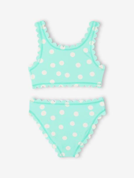 Bikini de lunares para niña verde agua 