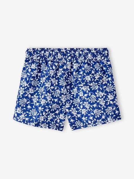 Bañador short estampado flores estilizadas niño azul estampado 