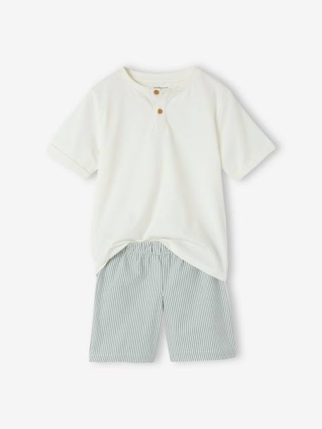 Pijama con short dos tejidos personalizable para niño crudo 