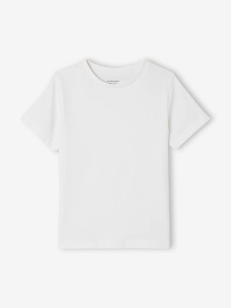 Camiseta lisa de manga corta, para niño BLANCO CLARO LISO 