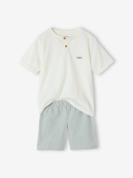 Pijama con short dos tejidos personalizable para niño crudo 