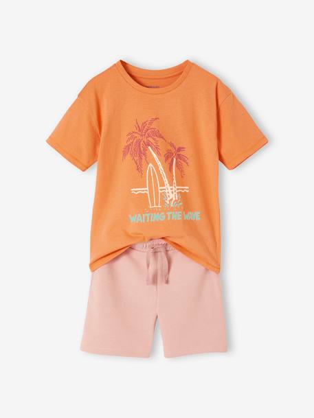 Pijama con short con palmeras para niño albaricoque 