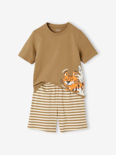 Pack de 2 pijamas con short tigre para niño caqui 