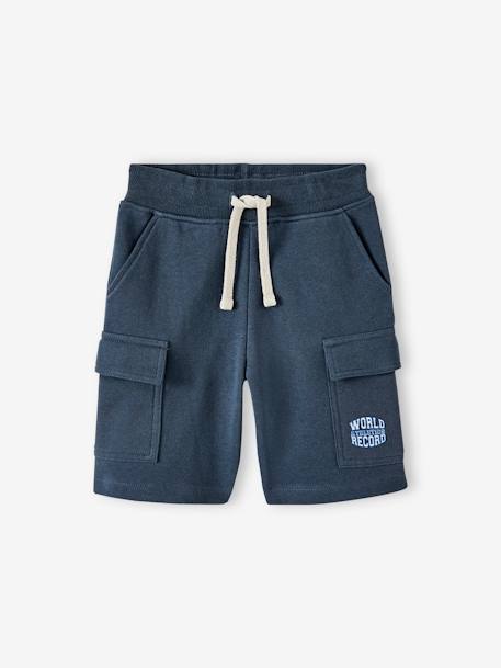 Short deportivo estilo cargo para niño azul marino+verde agua 