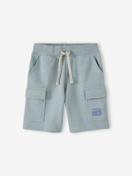 Short deportivo estilo cargo para niño azul marino+verde agua 