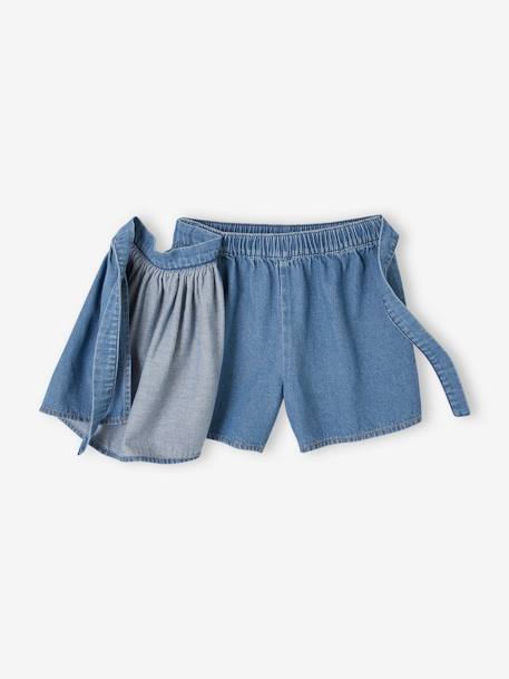 Falda-short de denim ligero para niña stone 