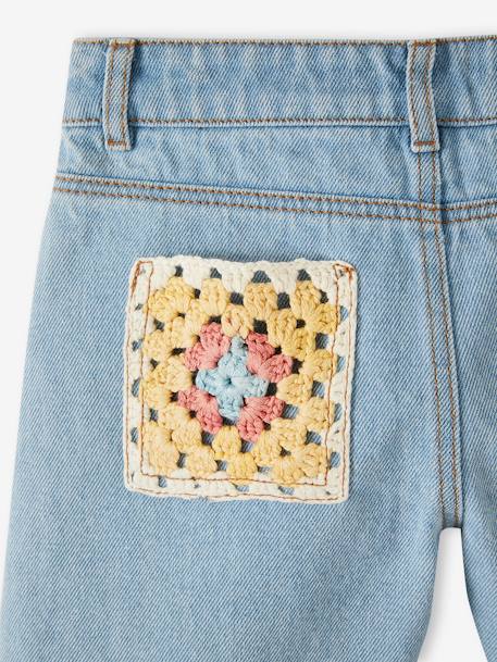 Bermudas vaqueras con bolsillo de ganchillo detrás para niña denim bleached 