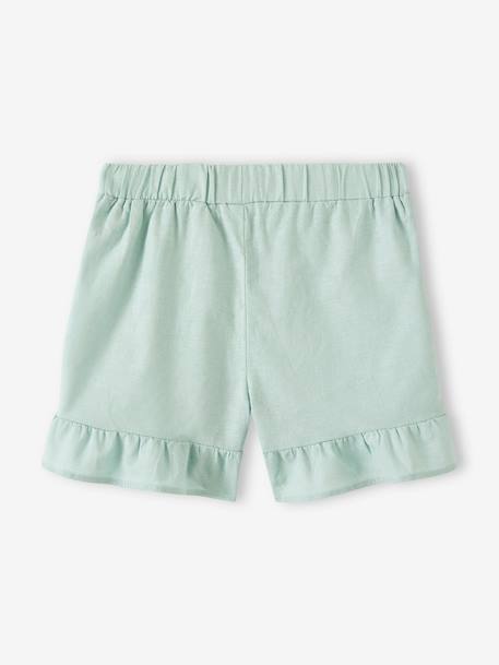 Short con volantes para niña verde agua 