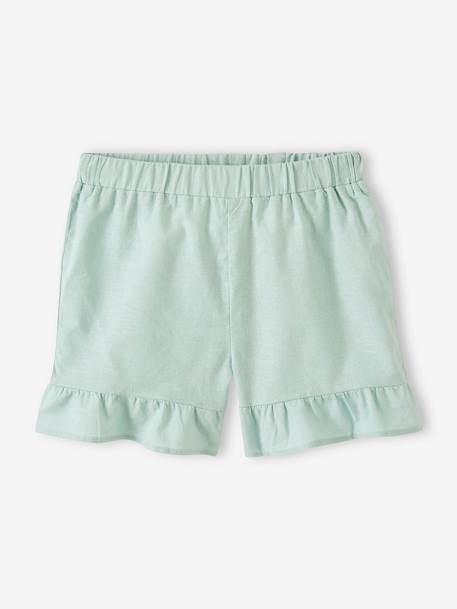 Short con volantes para niña verde agua 