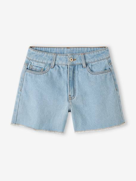 Bermudas vaqueras con bolsillo de ganchillo detrás para niña denim bleached 