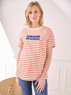 Camiseta a rayas con mensaje para embarazo y lactancia de algodón orgánico