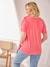 Camiseta cuello pico para embarazo de lino y viscosa crudo+rosa 
