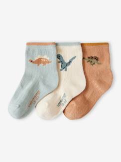 Roupa Interior-Pack de 3 pares de calcetines con dinosaurios para bebé niño