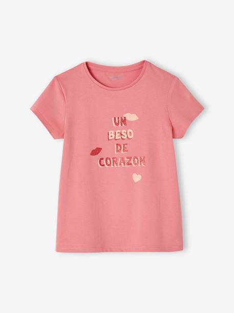 Camiseta con mensaje, para niña fresa+rojo+vainilla 