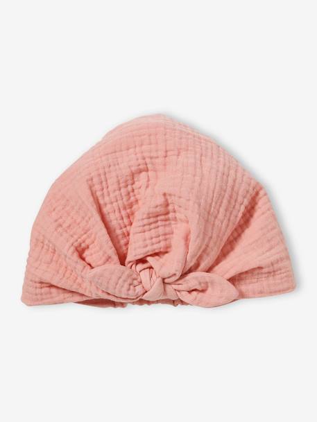 Sombrero estilo fular anudado liso para bebé niña rosa+rosa maquillaje 