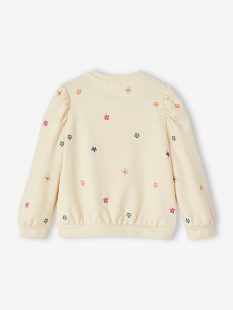 Sudadera bordada de flores para niña crudo 