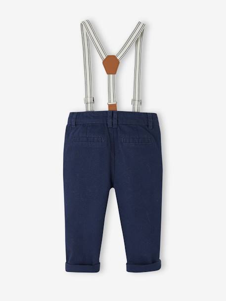 Pantalón con tirantes desmontables para bebé azul marino 