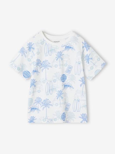 Camiseta estampado gráfico vacaciones niño azul pizarra+blanco estampado 