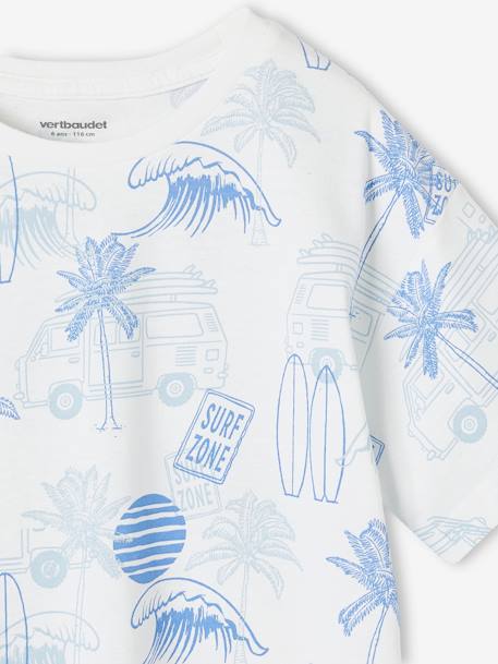 Camiseta estampado gráfico vacaciones niño azul pizarra+blanco estampado 