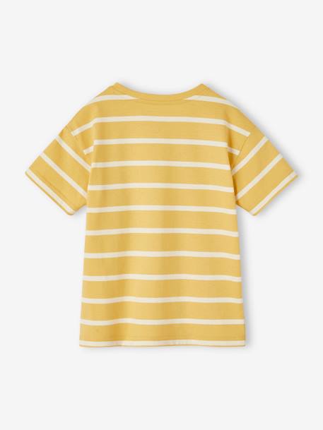 Camiseta a rayas personalizable para niño ocre+verde agua 