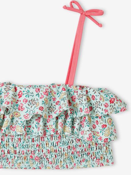 Bikini estampado de flores para niña verde agua 